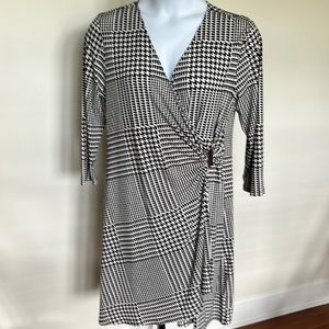 Calvin Klein, black & white houndstooth knit dress Size XL NWT